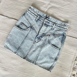Aqua Light Blue Acid Wash Denim Mini Skirt